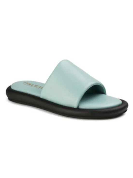Italeau Shoes - New Italeau Giorgia Slides Teal Cushioned Leather Made in Italy Size 11